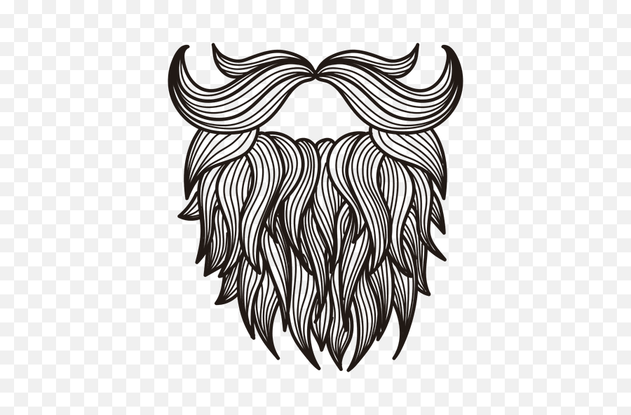 Illustrated Hipster Moustache Beard - Beard Drawing Png,Beard Transparent Background