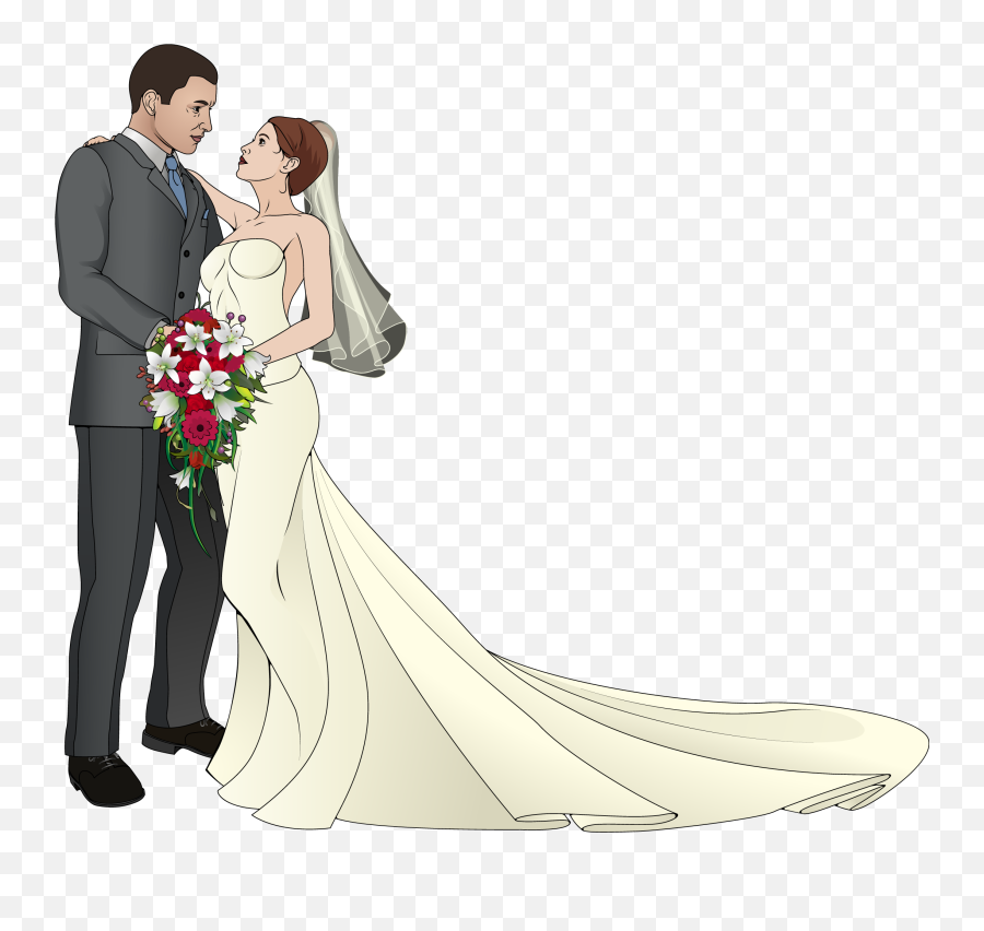 Wedding Couple Clip Art - Wedding Couple Clipart Png,Bride Png