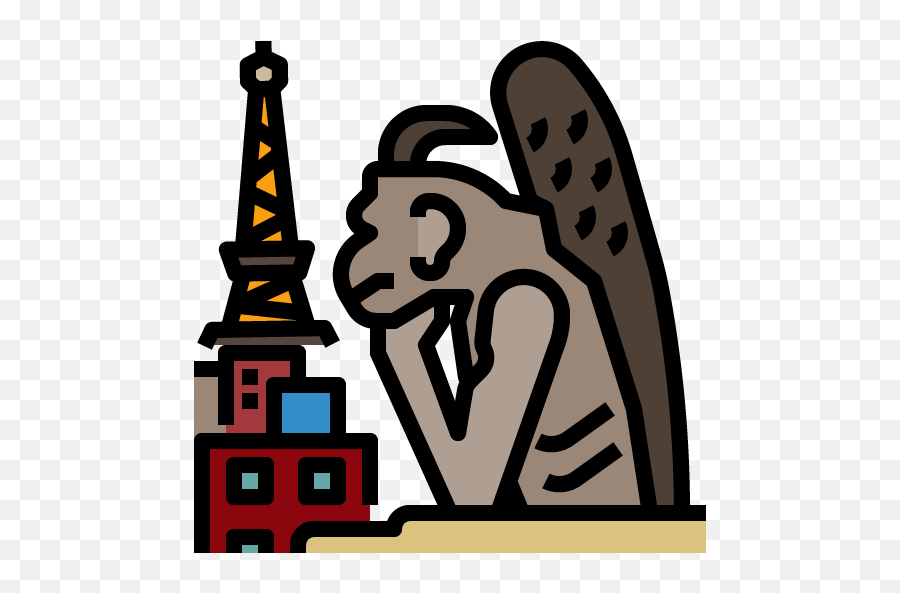 Demon Gargoyle Sculpture Church Paris Cathedral Color - Language Png,Icon Sculpting