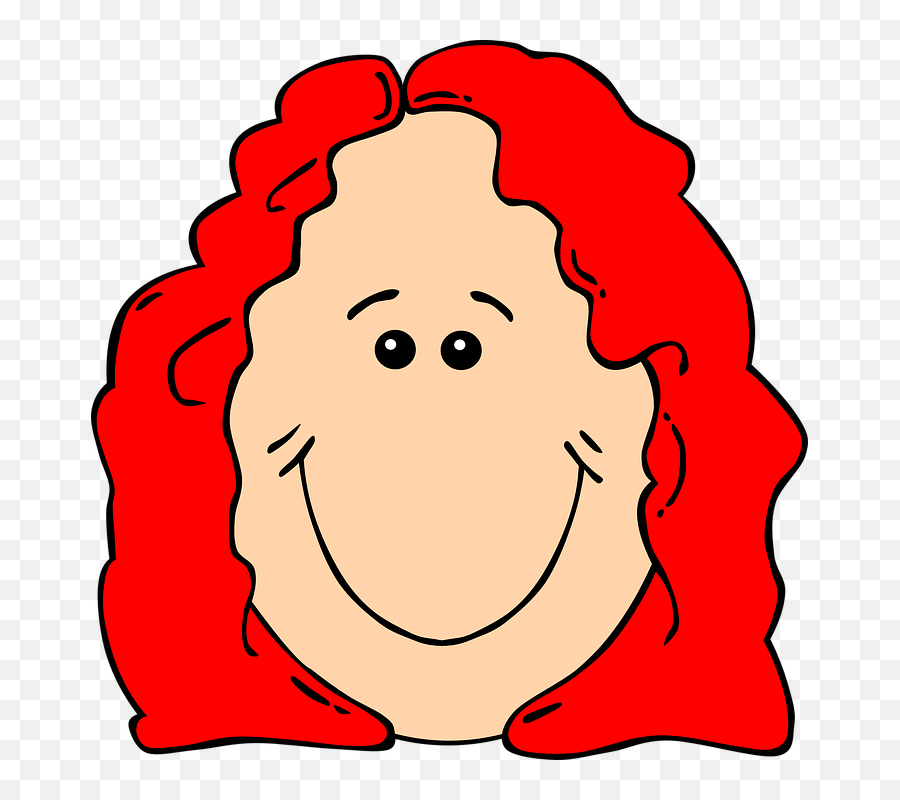 Red Hair Female Cartoon Face Clip Art - Vector Red Hair Clipart Png,Red Hair Png