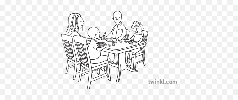 Family Sitting - Draw A Family Sitting Png,Dinner Table Png
