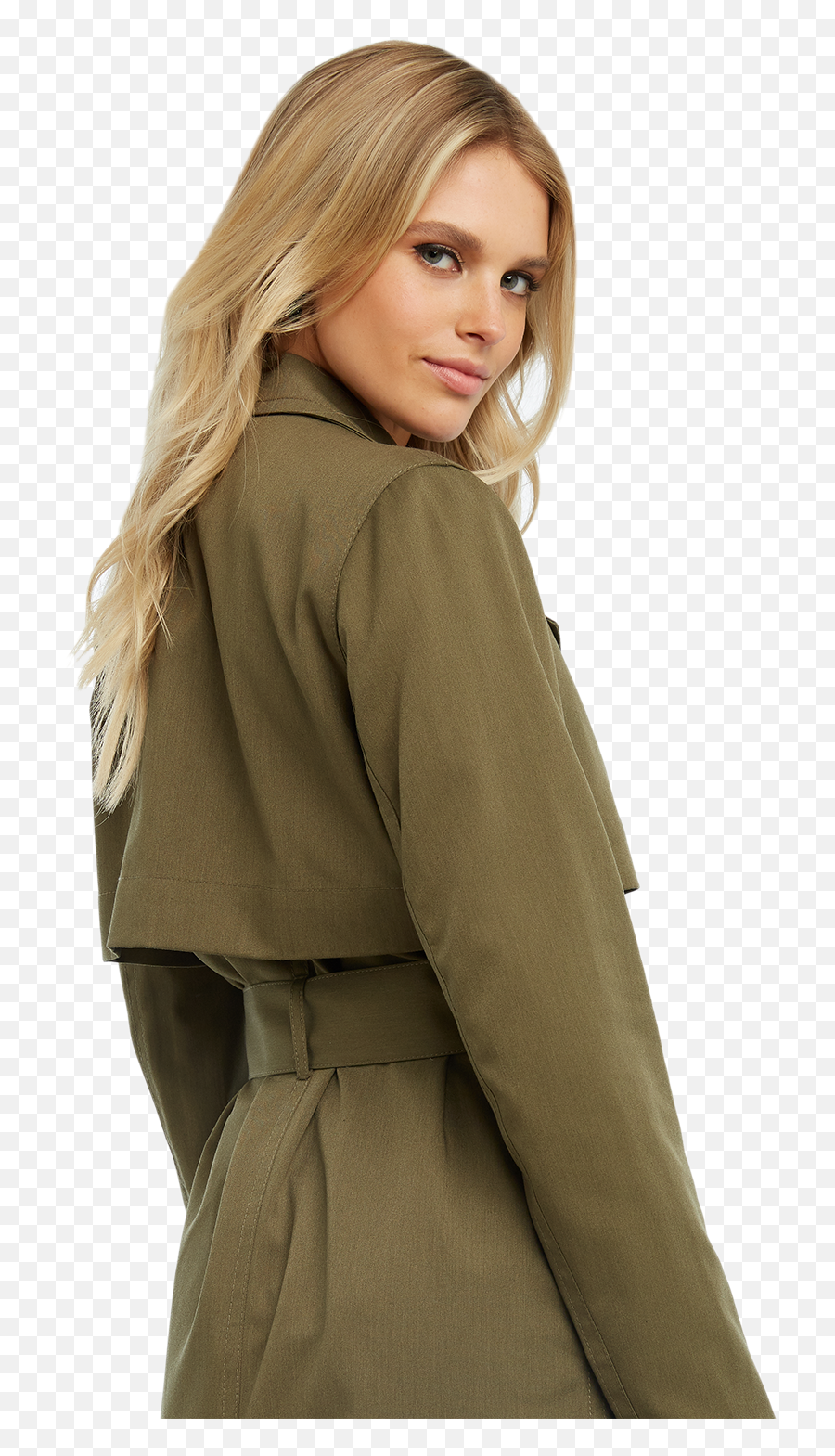 Trench Coat In Army Green - Overcoat Png,Trench Coat Png
