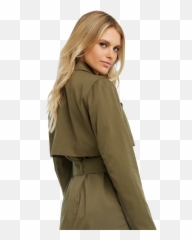 Trench Coat In Army Green - Overcoat Png,Trench Coat Png
