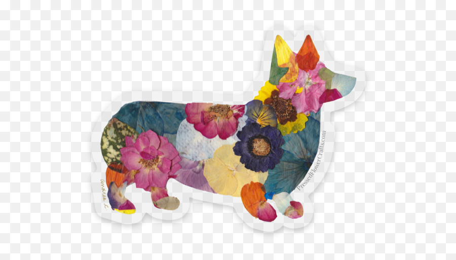 Floral Corgi Sticker Free - Pembroke Welsh Corgi Png,Corgi Png