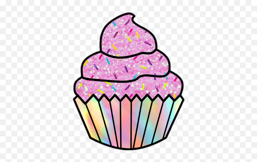 Scpink Pink Cupcake Sprinkles Rainbow Glitter Pinkcupca - Easy Cartoon Cupcake Drawing Png,Sprinkles Png