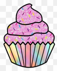 Scpink Pink Cupcake Sprinkles Rainbow Glitter Pinkcupca - Easy Cartoon Cupcake Drawing Png,Sprinkles Png