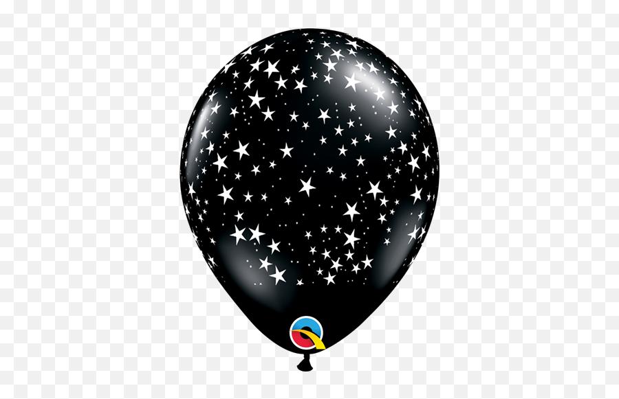 Qualatex 11 Inch Black Stars Around Latex Balloons - 50 Count Black Gold Balloons Png,Black Star Transparent