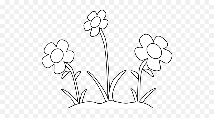 Black And White Flower Garden Clip Art - Black And White Flowers Black And White Clip Art Png,Flower Garden Png