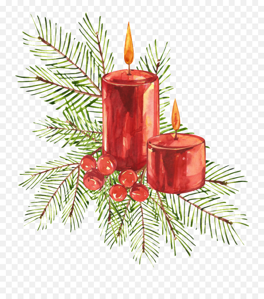 Christmas Candle Png Transparent - Christmas Candle Watercolor,Christmas Candle Png