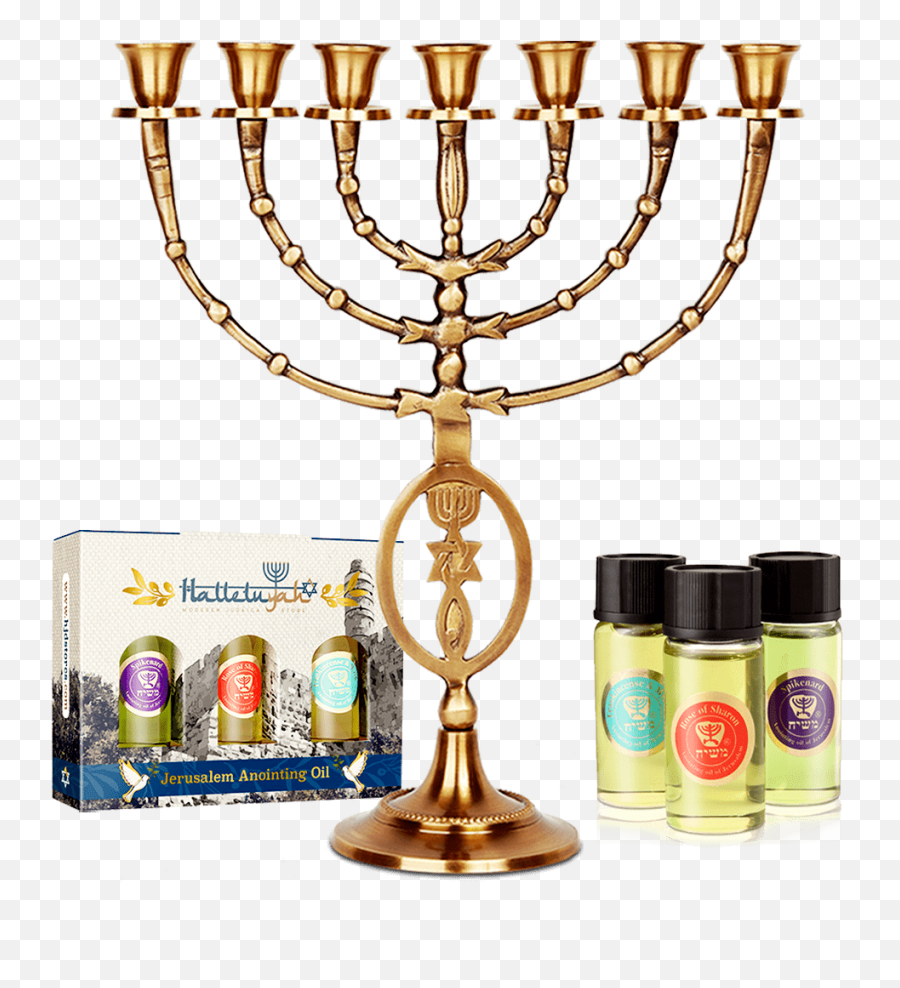 12u2033 Inches Messianic Symbol Brass Menorah 7 Branched - Halleluyah Menorah 7 Branched Candelabra Plus Anointing Oil From Israel Png,Footjoy Icon 2013