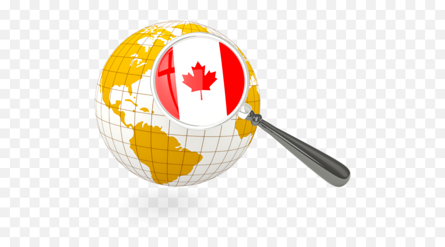 Magnified Flag With Globe Illustration Of Canada - Globe With Canada Flag Png,Canadian Flag Icon Png