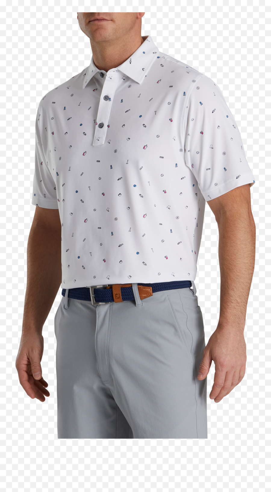 Golf Doodle Print Lisle Polo - Footjoy Png,Footjoy Icon 12