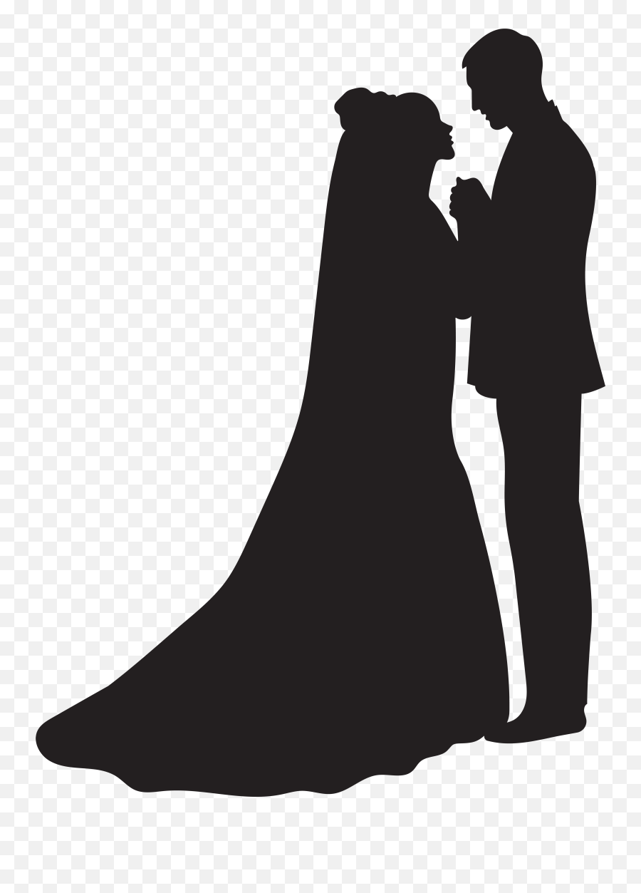 Bride And Groom Silhouette Png Free - Silhouette Bride Groom,Groom Png