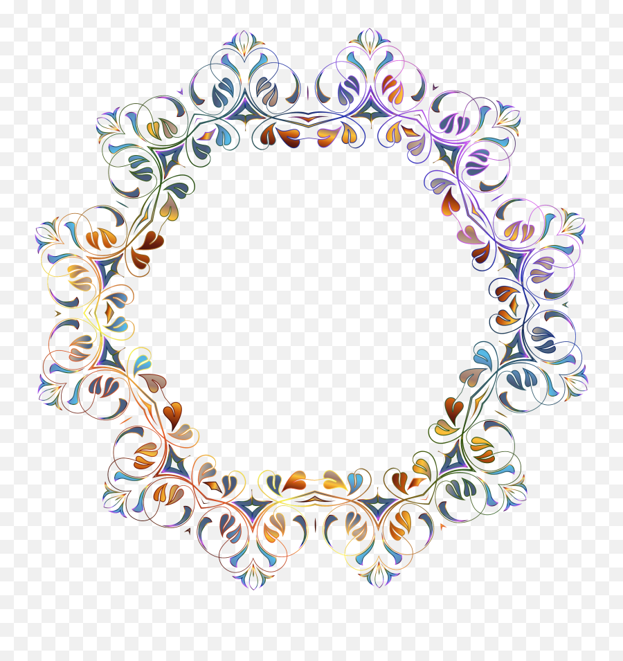 Floral Flourish Frame - Floral Frame Transparent Background Border Frame Png,Watercolor Circle Png