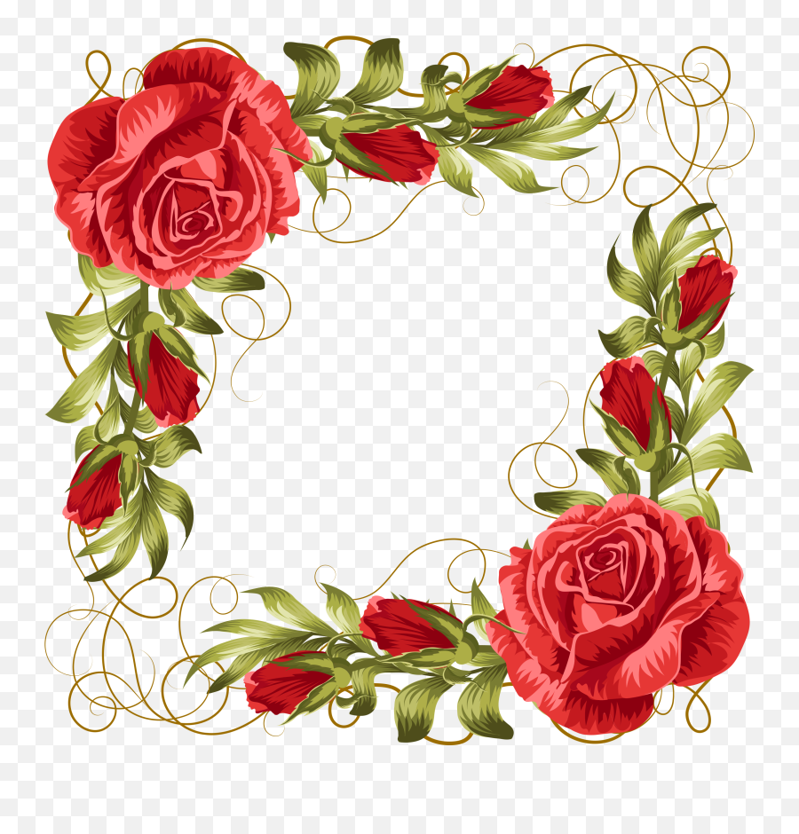 Rose Frame Transprent Png - Moldura De Rosas Vermelhas,Rosas Png