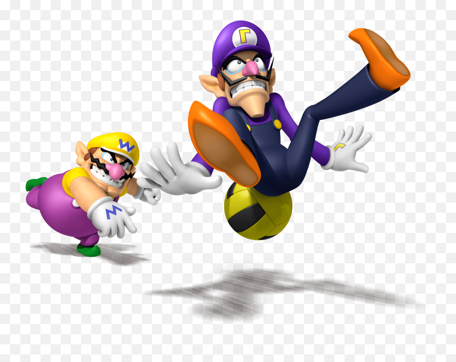 Mario Sports Mix Wii Artwork Including Balls U0026 Equipment - Wario And Waluigi Png,Waluigi Transparent