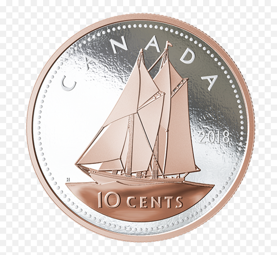 2018 Canadian 10 - Cent Big Coin Series Bluenose Schooner 5ounce Fine Silver U0026 Rose Goldplated Dime Coin 1 Canadian Cent 2018 Png,Dime Png