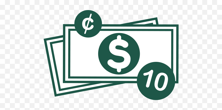 Download Hd 10 Dollar Bills And Cent Symbol - United States Cafe Madras Png,Green Dollar Sign Icon