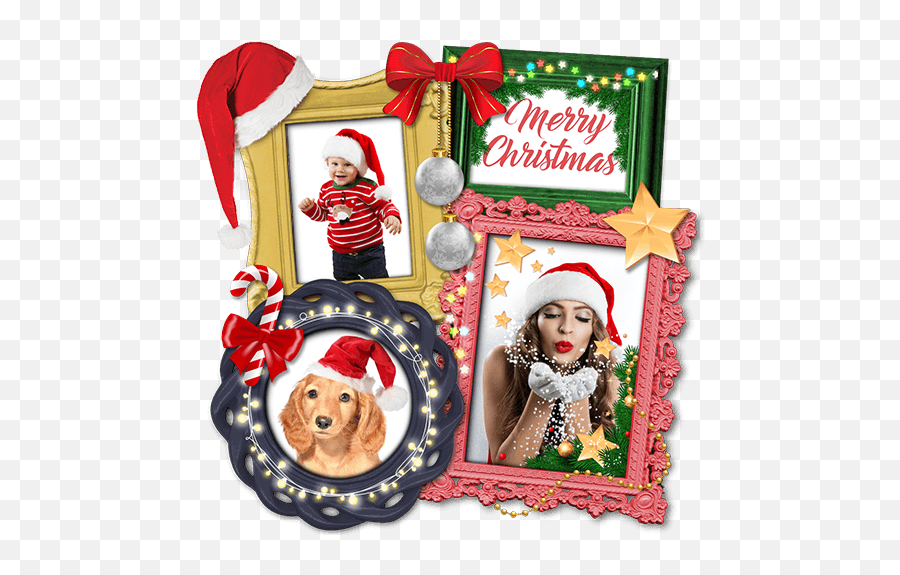 Updated Christmas Photo Collage - Winter Picture Frames Fictional Character Png,Christmas Icon Collages