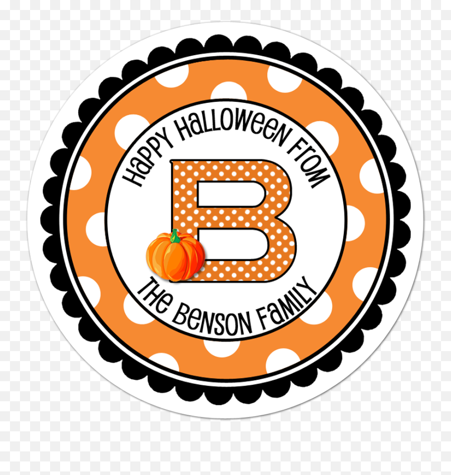 Pumpkin Monogram Polka Dot Border Personalized Halloween Sticker - Snow White Pictures Sticker Png,Transparent Halloween Border