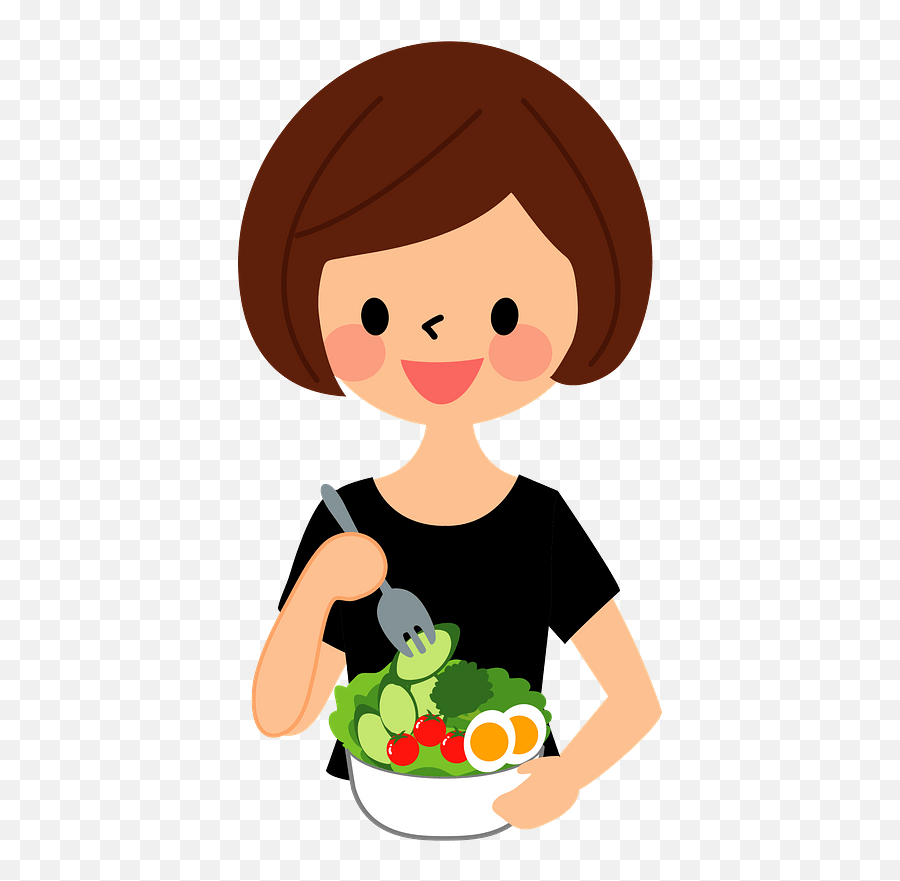 Woman Eating A Salad Clipart - Girl Eating Salad Clipart Png,Eat Png