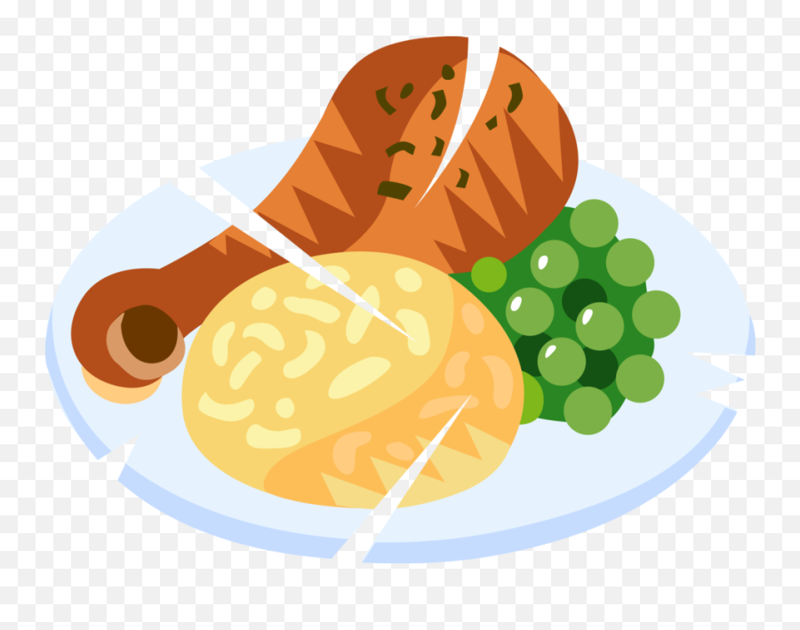 Fried Chicken Dinner With Potatoes And Peas - Vector Image Fried Chicken Dinner Clipart Png,Chicken Dinner Png