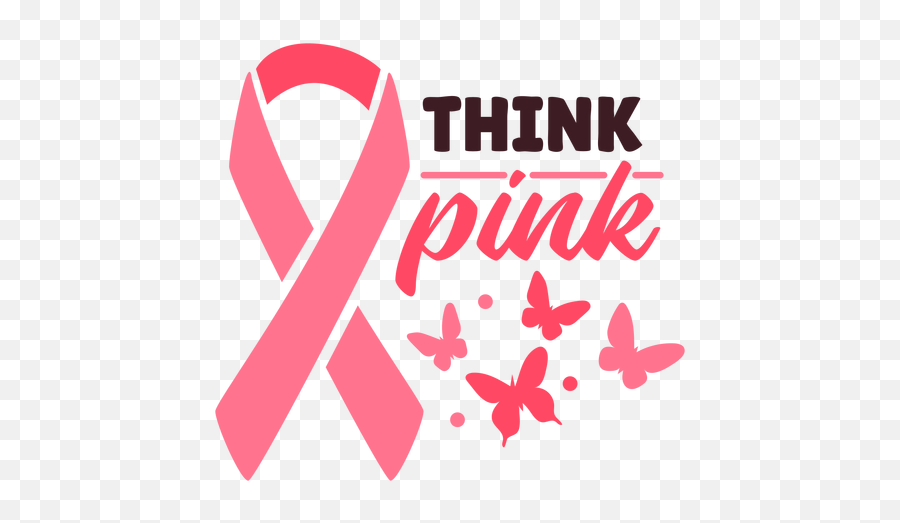 Breast Cancer Think Pink Ribbon - Transparent Png U0026 Svg 3d Wall Decoration Butterfly Red,Breast Cancer Ribbon Png