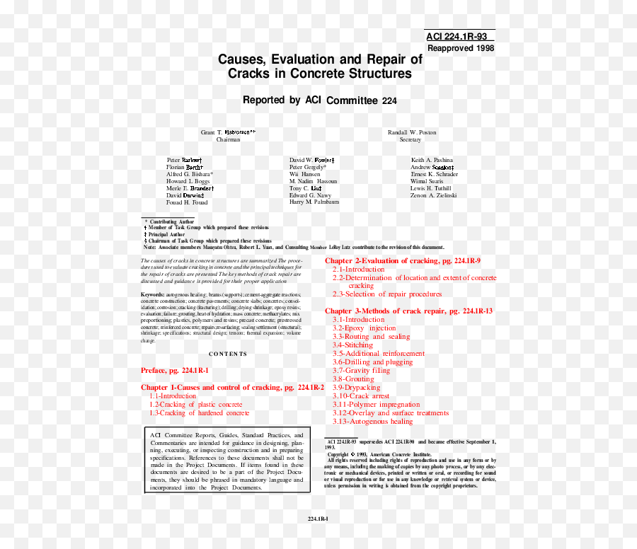 Pdf Causes Evaluation And Repair Of Cracks In Concrete - Document Png,Cracks Png