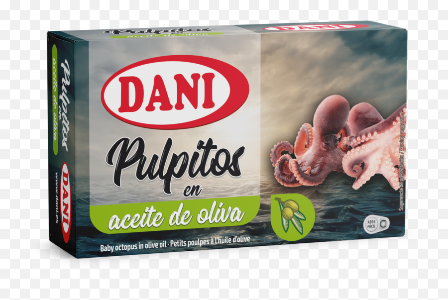 Baby Octopus In Olive Oil 106g Canned Food Dani - Pulpitos En Aceite De Olva Png,Octopus Transparent