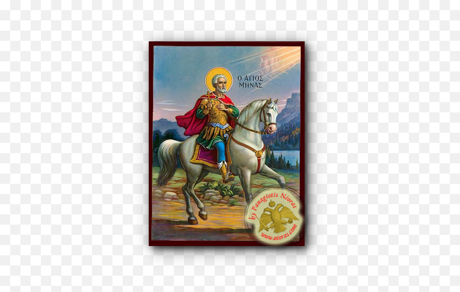 Saint Menas Neoclassical Wooden Icon Icons Of - Byzantine Png,Channel 9 Icon