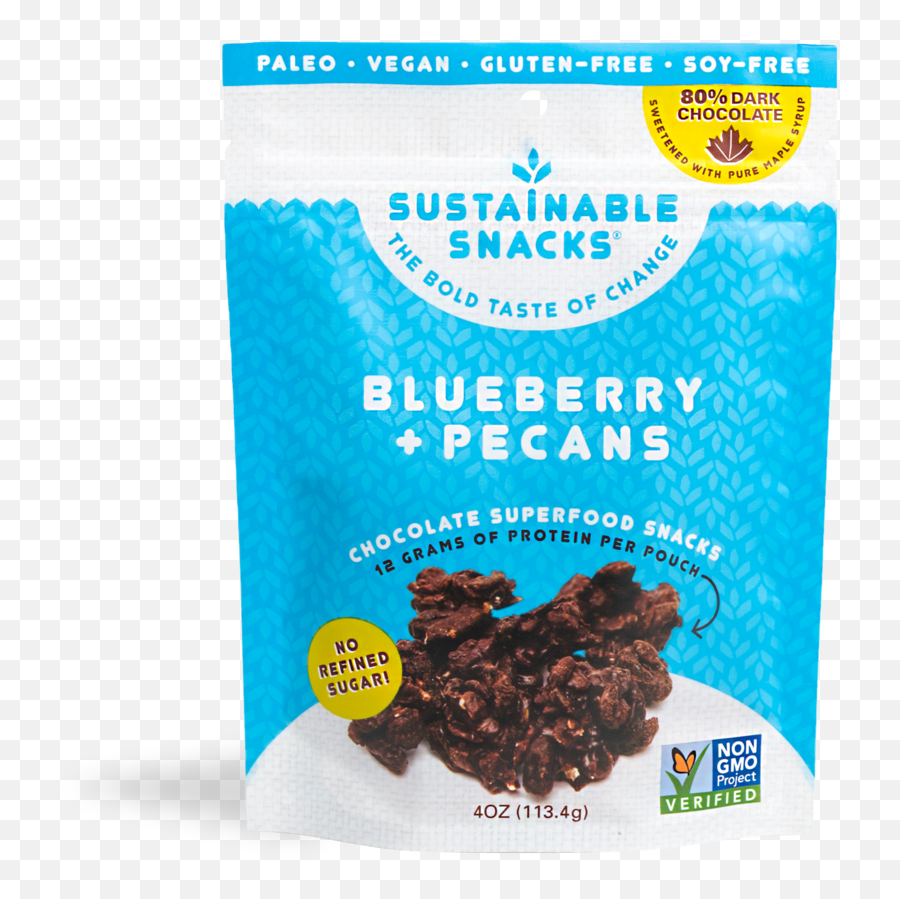 Blueberry Pecans Chocolate Superfood Cluster - Sustainable Snacks Png,Snack Pecs Icon
