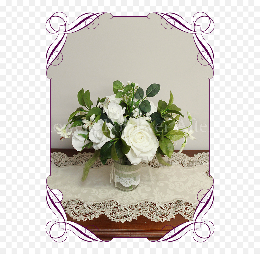 Silk Artificial White Roses And Babys - Garden Roses Png,Baby's Breath Png
