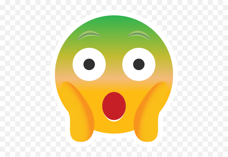 Phone Emoji Sticker Surprised Green In - Surprised Shocked Emoji Transparent Png,Shocked Emoji Transparent