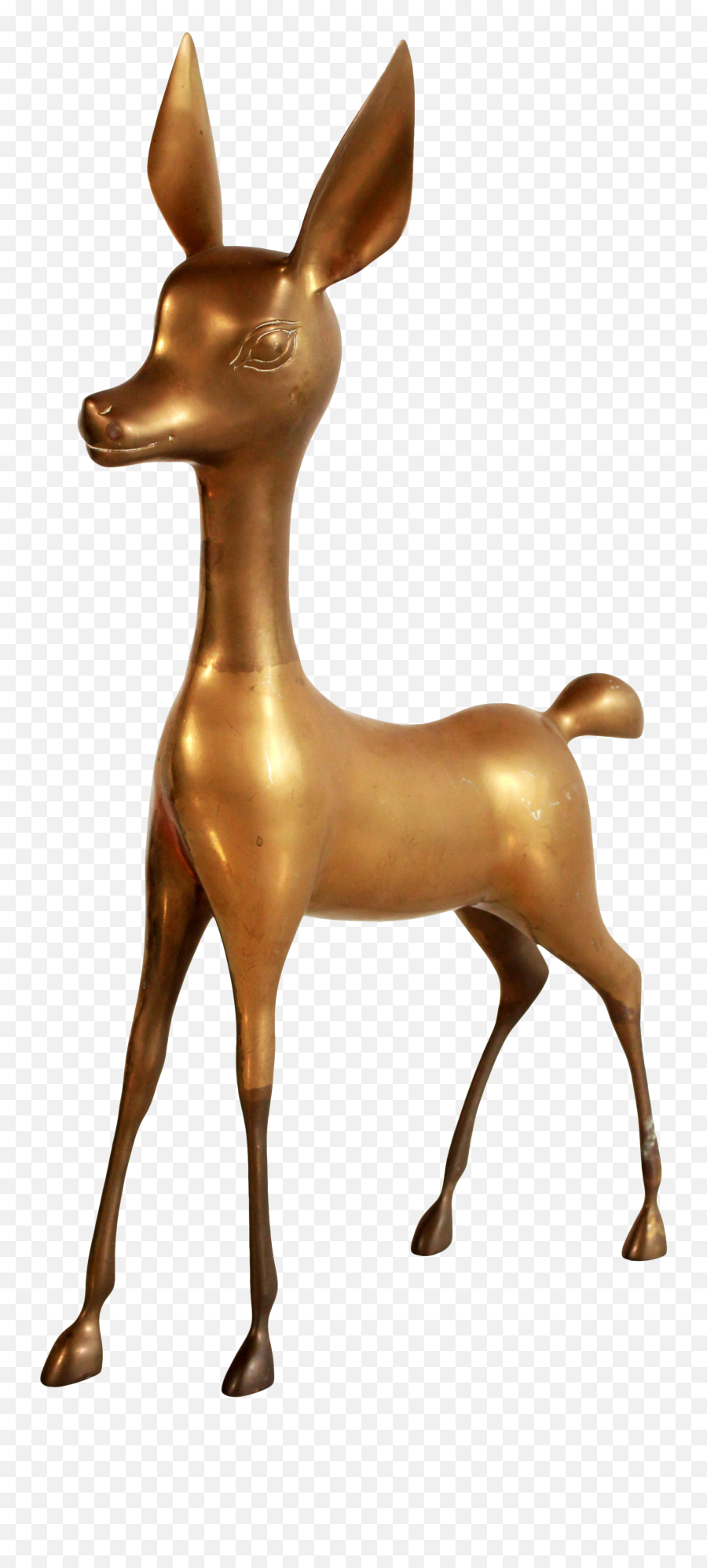 Vintage Brass Figure Of Standing Fawn Baby Deer - Roe Deer Png,Baby Deer Png