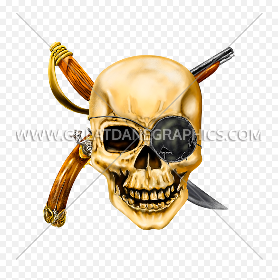 Pirate Skull With Gun And Sword Production Ready Artwork - Skull Gun Sword Png,Pirate Skull Png