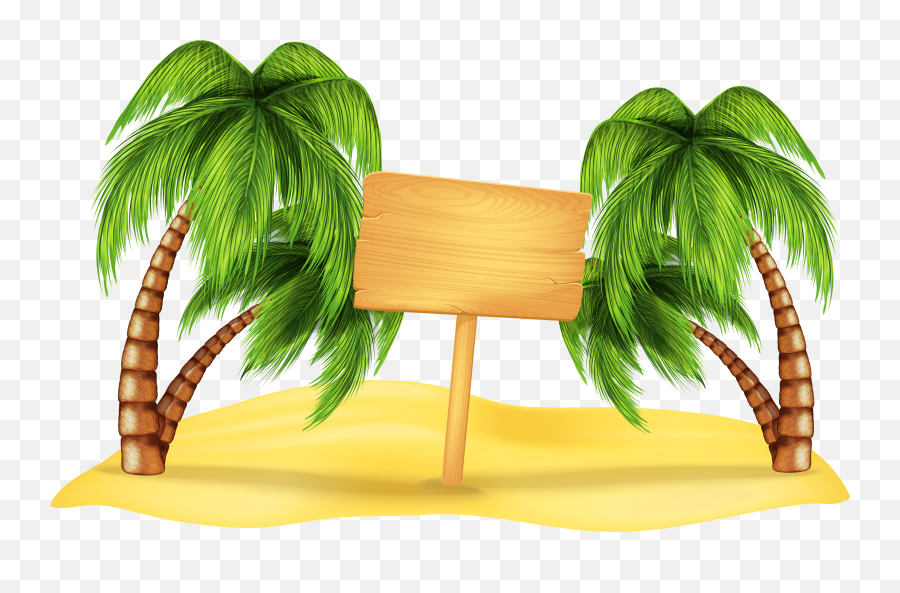 Beach Palm Decoration Png Clipart - Transparent Background Beach Clipart,Summer Transparent Background