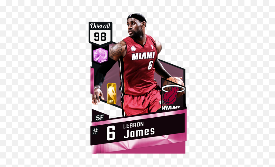 13 Lebron James 98 - Nba 2k17 Myteam Pink Diamond Card David Robinson 2k17 Png,Lebron James Dunk Png