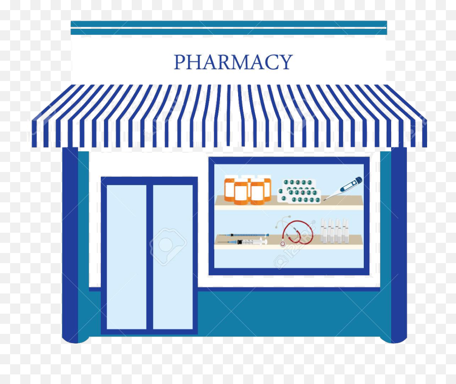 60655246 Raster Illustration Pharmacy Drugstore Shop - Pharmacy Shop Vector Png,Pharmacy Icon Vector