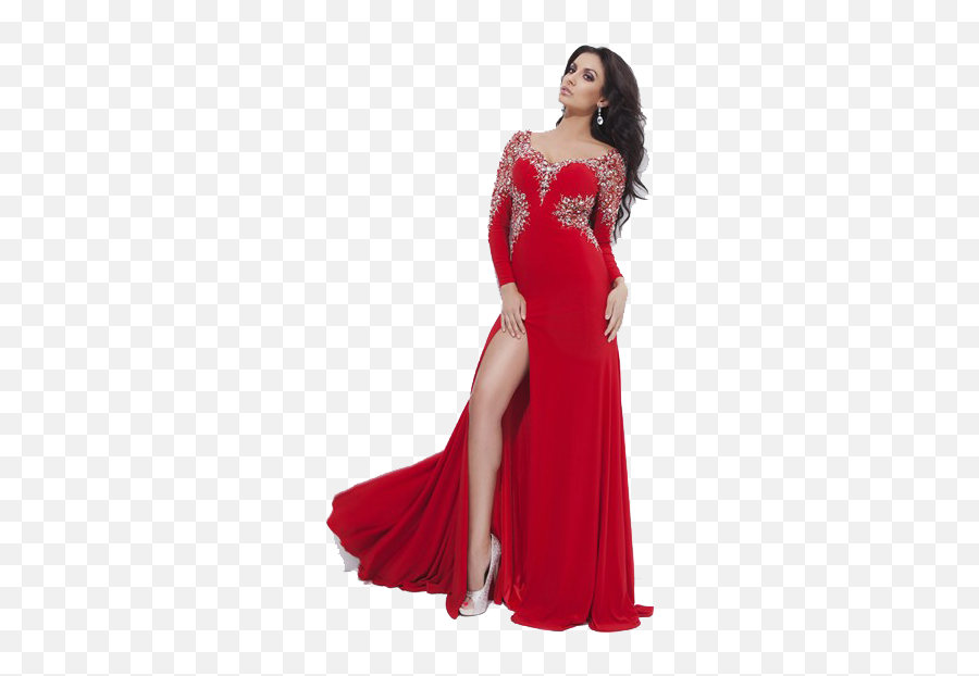 Long Sleeve Dress Png Image With - Red Tony Bowls Dress,Dress Transparent Background