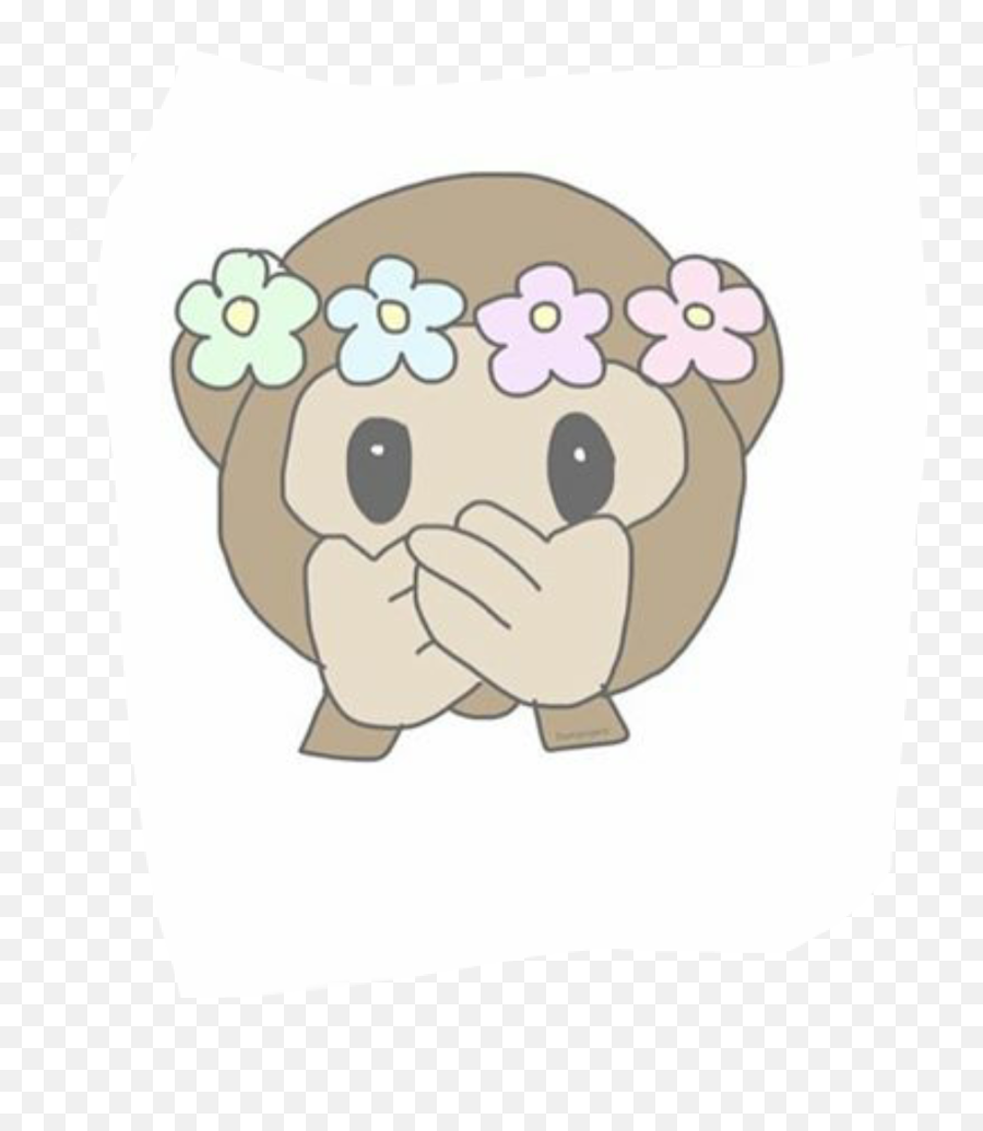 Download Secret Emoji Funny Monkey Flowercrown - Monkey Drawing Of Emojis Monkey Png,Monkey Emoji Png