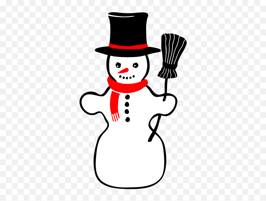 Vector Image Of Retro Snowman With Broomstick Free Svg - Snowman Clip Art Png,Snow Man Png