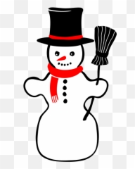 Vector Image Of Retro Snowman With Broomstick Free Svg - Snowman Clip Art Png,Snow Man Png
