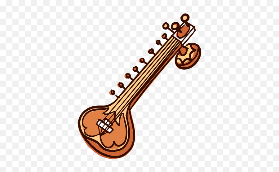 Musical Instrument Sitar Hand Drawn - Sitar Line Art Png,Instruments Png