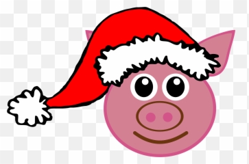 Piggy Face With Santa Hat Clipart Free Download Transparent - With Hat Clipart png