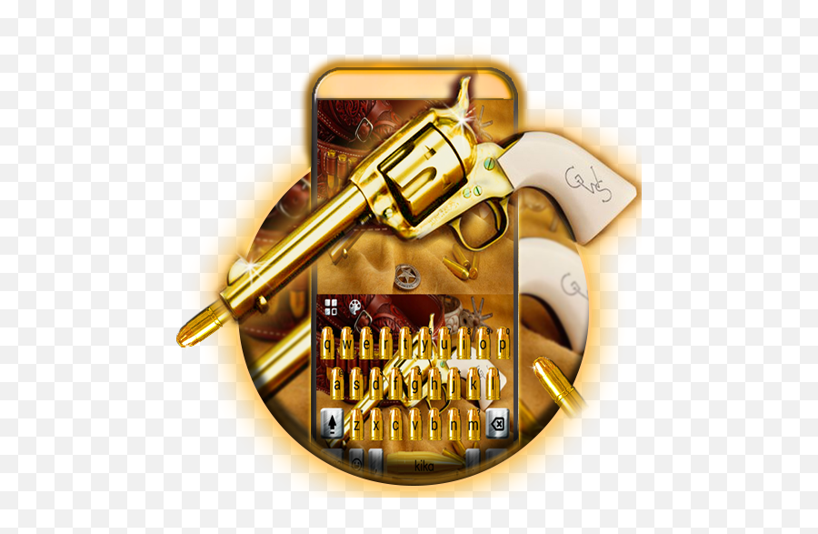 Western Gold Gun Keyboard Theme - Apps On Google Play Western Gun Gold Png,Gun Emoji Transparent