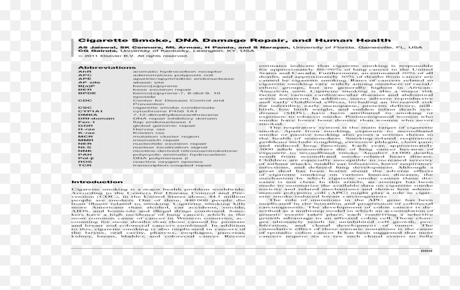 Encyclopedia Of Environmental Health Cigarette Smoke Dna - Document Png,Cigarette Smoke Transparent