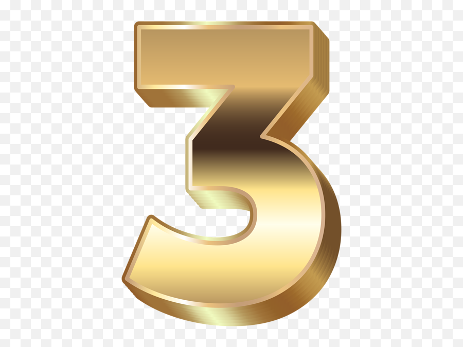3d Gold Number Three Png Clip Art In 2020 - Number 3 Gold Png,Gold Numbers Png