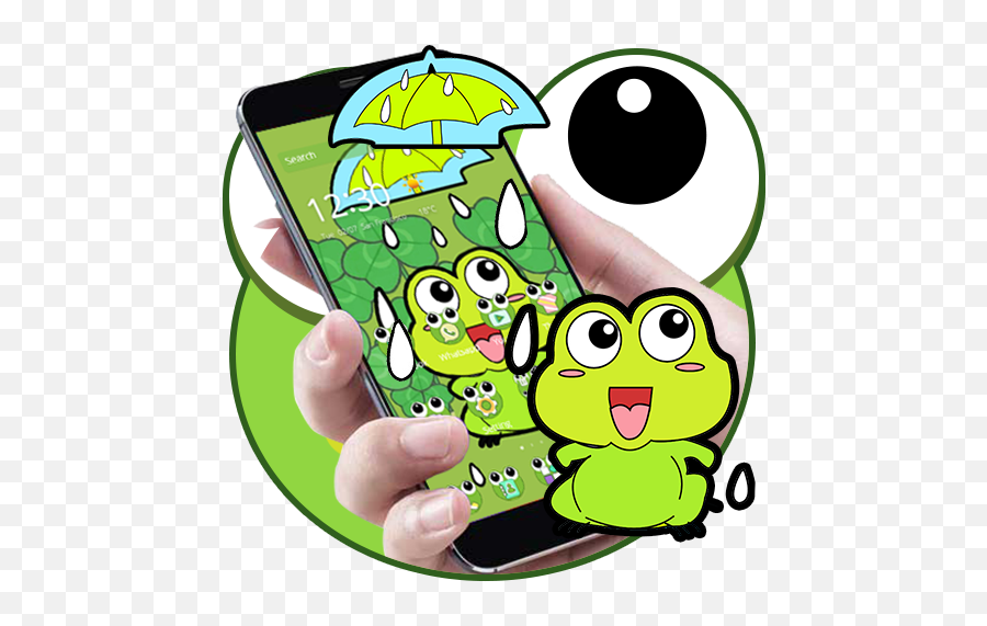 Download Lovely Frog Big Eye Raindrop Cartoon Theme Free For - Mobile Phone Png,Big Eyes Icon