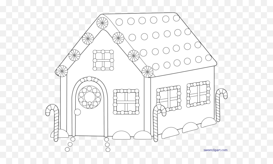Gingerbread House Clipart Black And - Black And White House Draft Png,Gingerbread House Png
