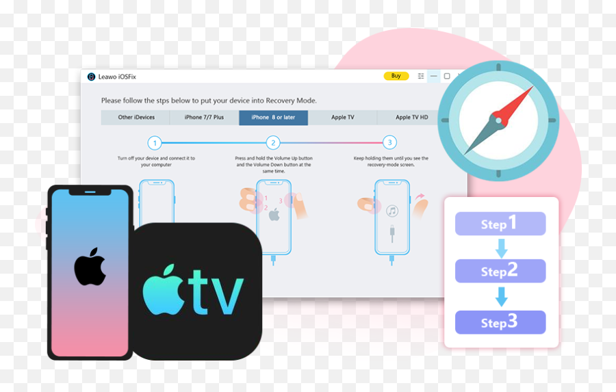 Leawo Iosfix - Repair Iostvos System And Bring Your Devices Apple Tv Png,Iphone Stuck On Apple Icon